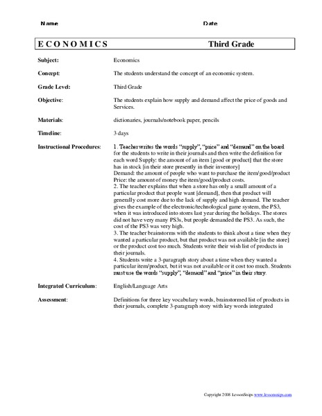 Economics Lesson Plan