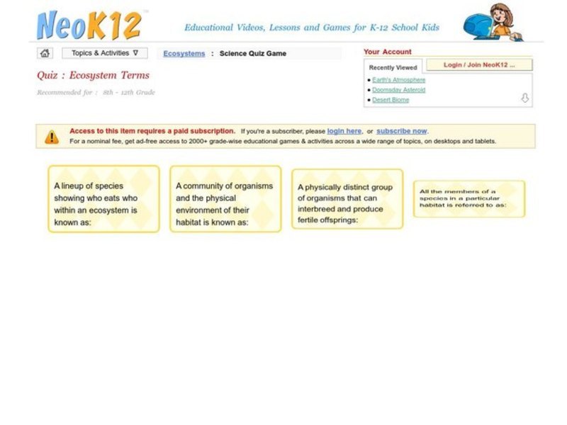 Ecosystem Terms Interactive