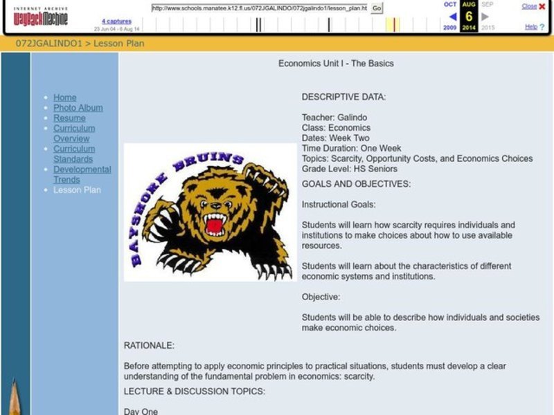 Economics Unit I - The Basics Lesson Plan