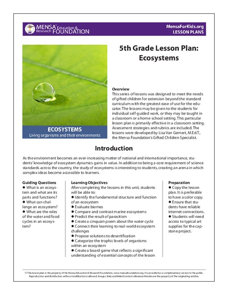 Ecosystems Lesson Plan