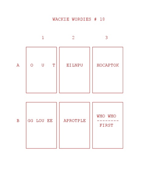 Wackie Wordies #18 Worksheet