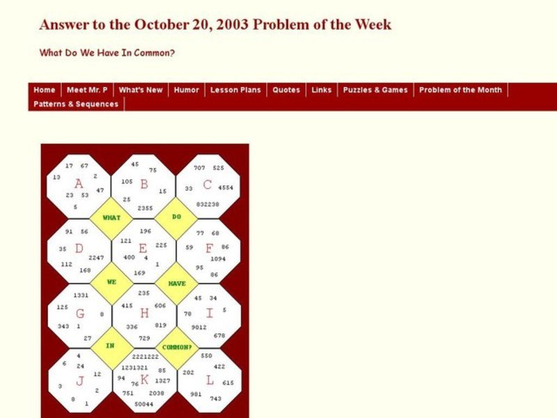 Identify the Common Property in Twelve Octagons Interactive