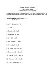 Locker Room Maxims Worksheet