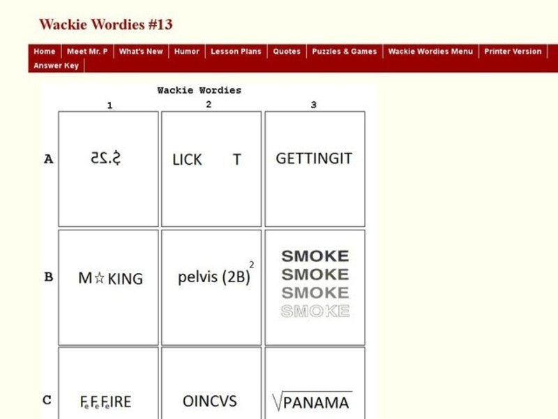 Wackie Wordie Puzzle #13 Worksheet