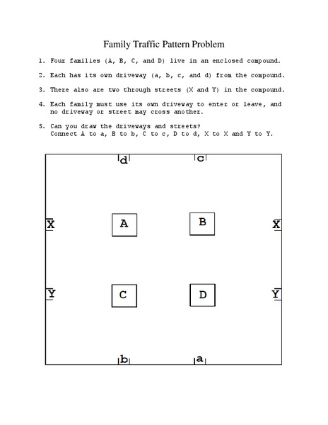 Family Traffic Pattern Problem Worksheet