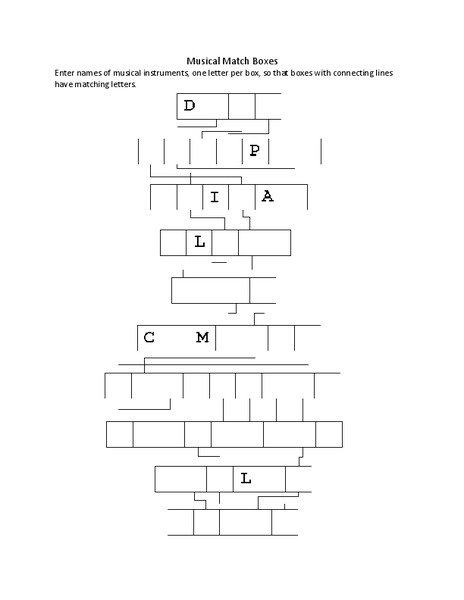 Musical Match Boxes Worksheet