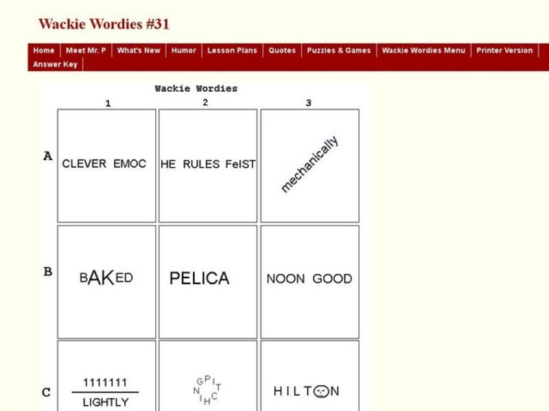 Wackie Wordies #31 Worksheet