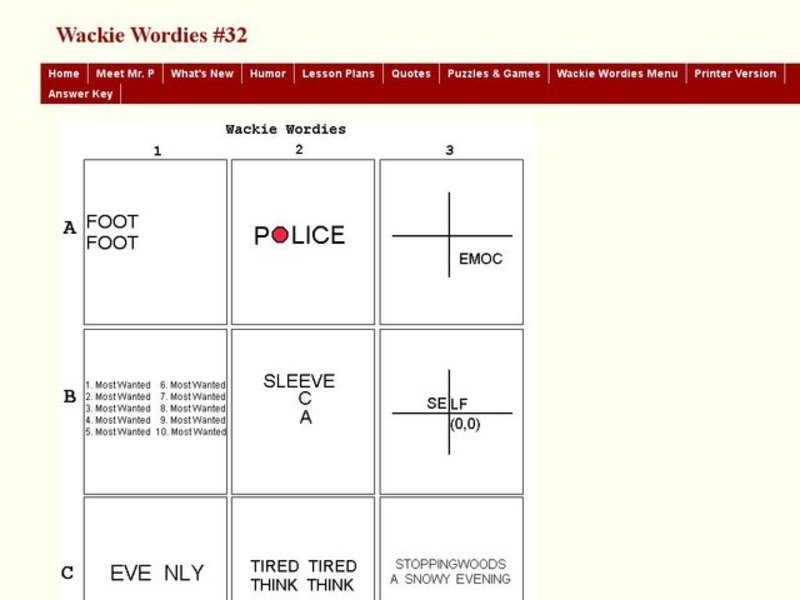 Wackie Wordies-Word Puzzles Worksheet