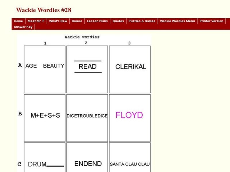 Wackie Wordie Puzzle #28 Worksheet