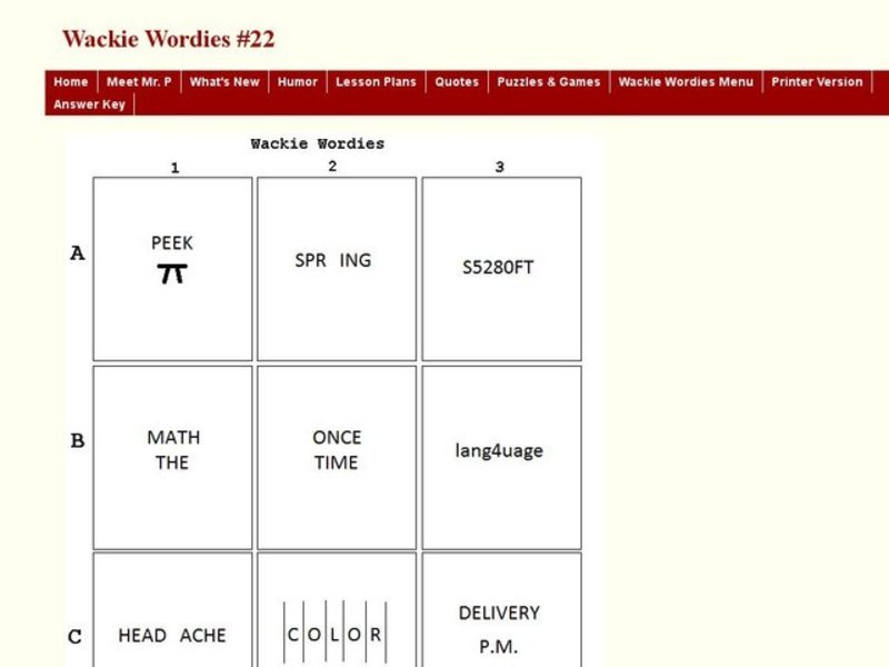 Wackie Wordies #22 Worksheet