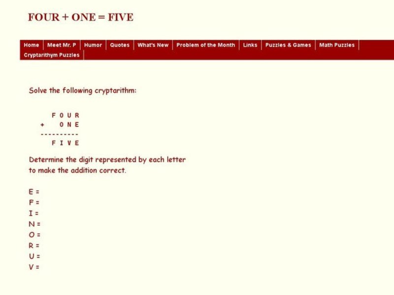 Four + One = Five Worksheet