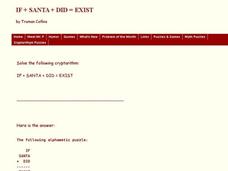 Cryptarithm: If Santa Did Exist Worksheet