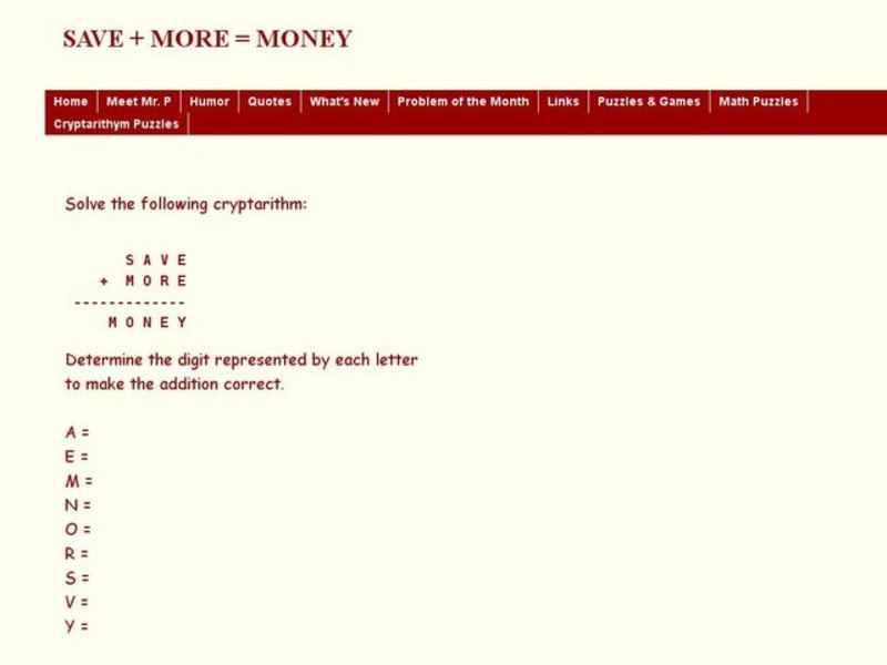 Determine the Digit Represented by Each Letter Worksheet