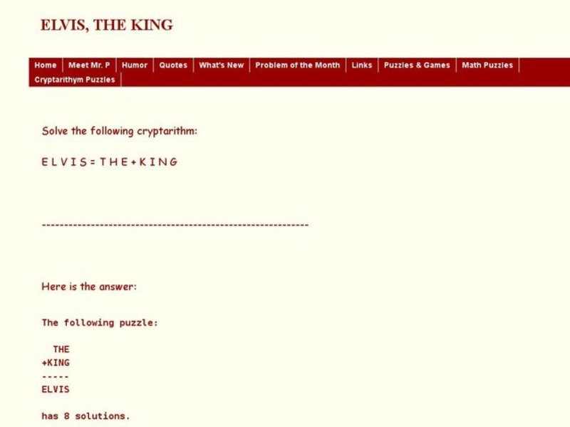Elvis, The King Worksheet