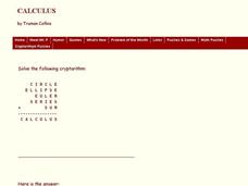 Cryptarithms: Calculus Worksheet