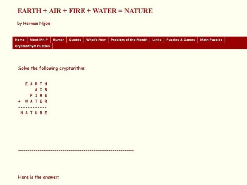 Earth+Air+Fire+Water= Nature Worksheet