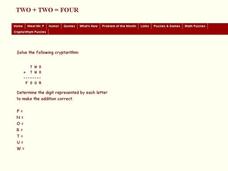 Two + Two = Four Worksheet