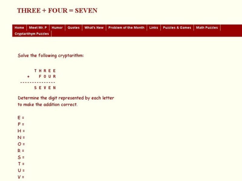 Three+Four=Seven Worksheet