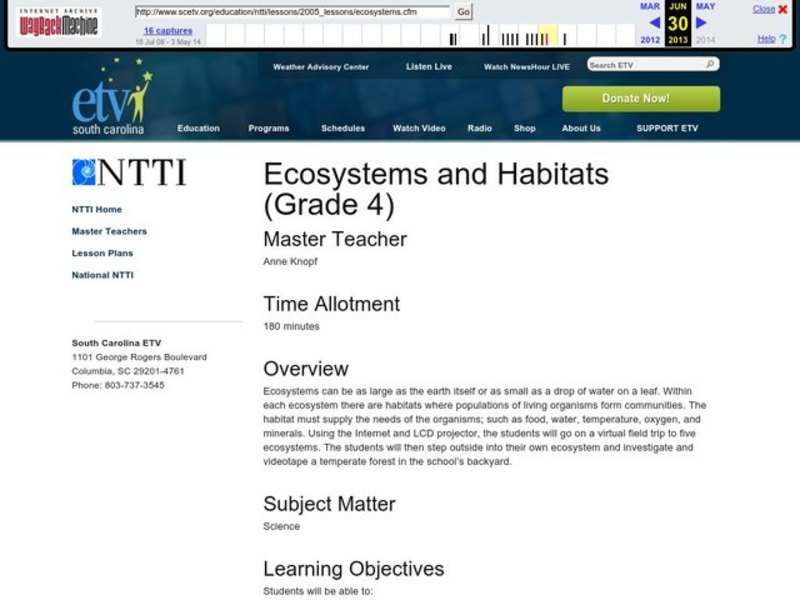 Ecosystems and Habitats Lesson Plan