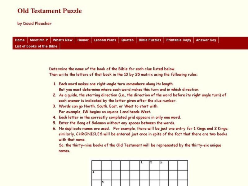 Old Testament Puzzle Worksheet