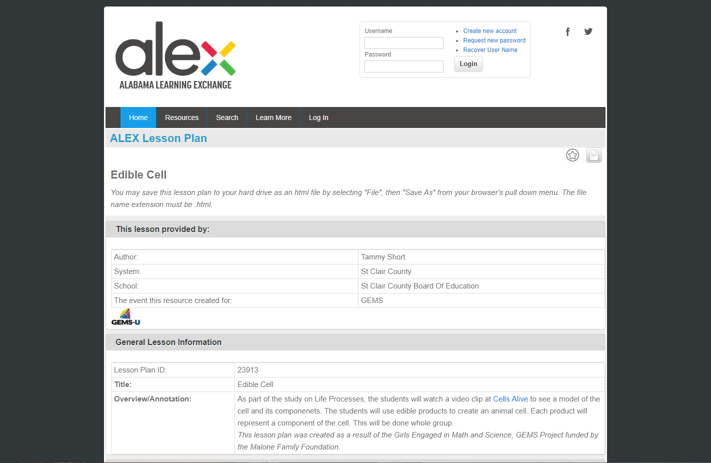 Edible Cell Lesson Plan