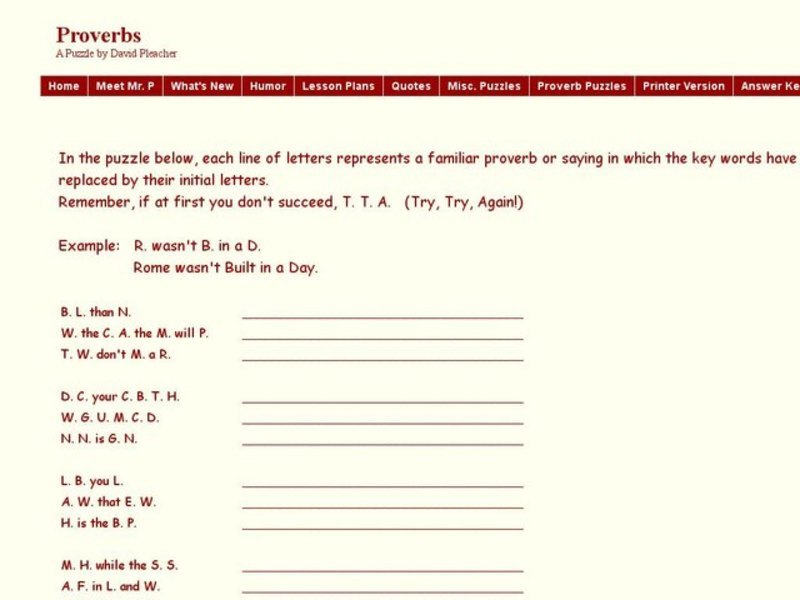 Proverbs Puzzle #2 Worksheet