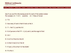 Biblical Arithmetic Worksheet