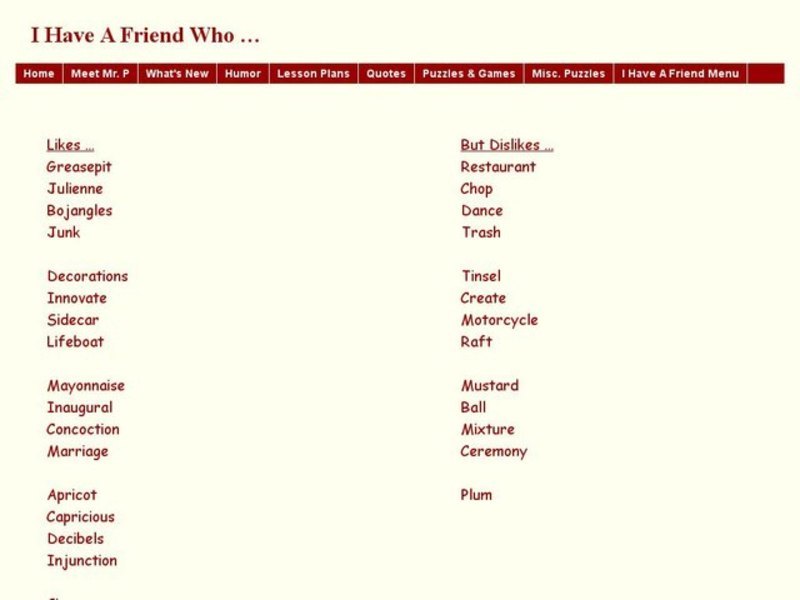 I Have aFriend Who Worksheet