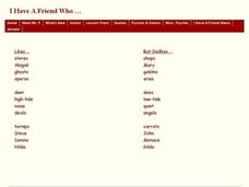 Puzzle-"I Have a Friend Who..." Worksheet