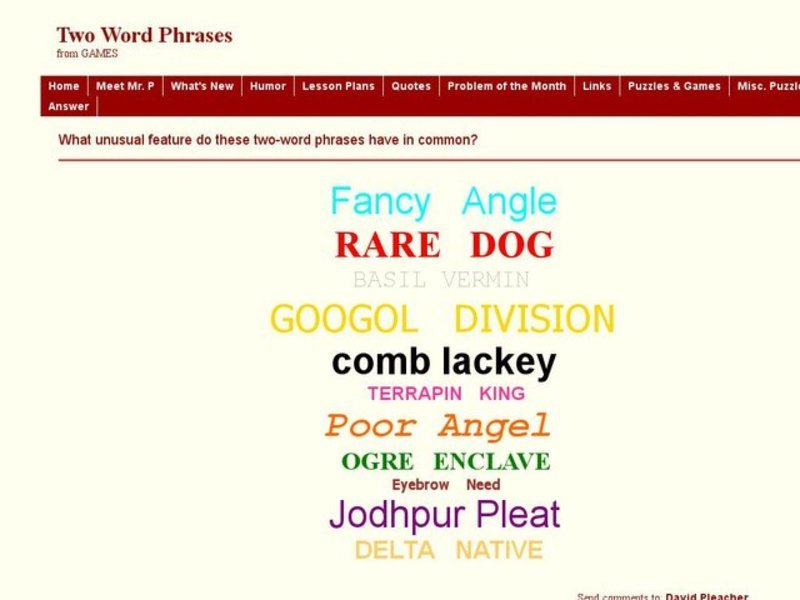 Two Word Logic Puzzle Worksheet