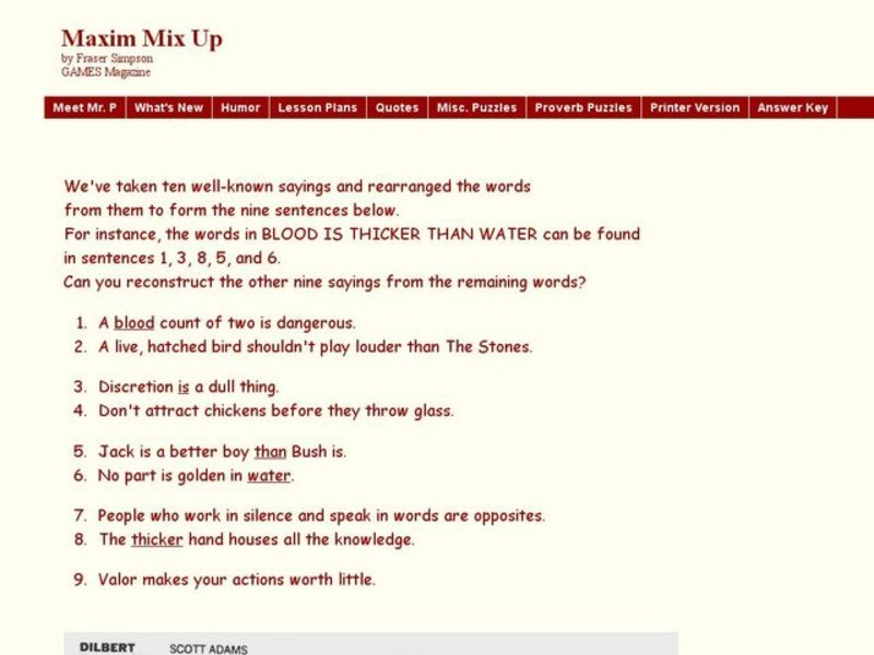 Maxim Mix Up Worksheet