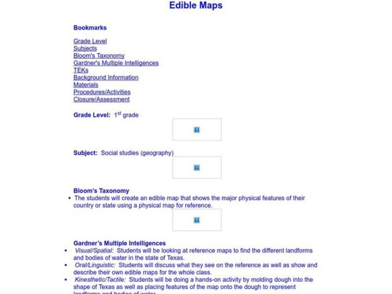Edible Maps Lesson Plan