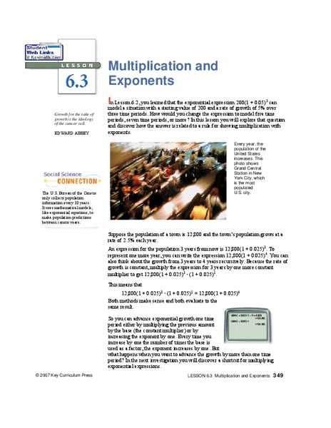 Multiplication and Exponents Lesson Plan