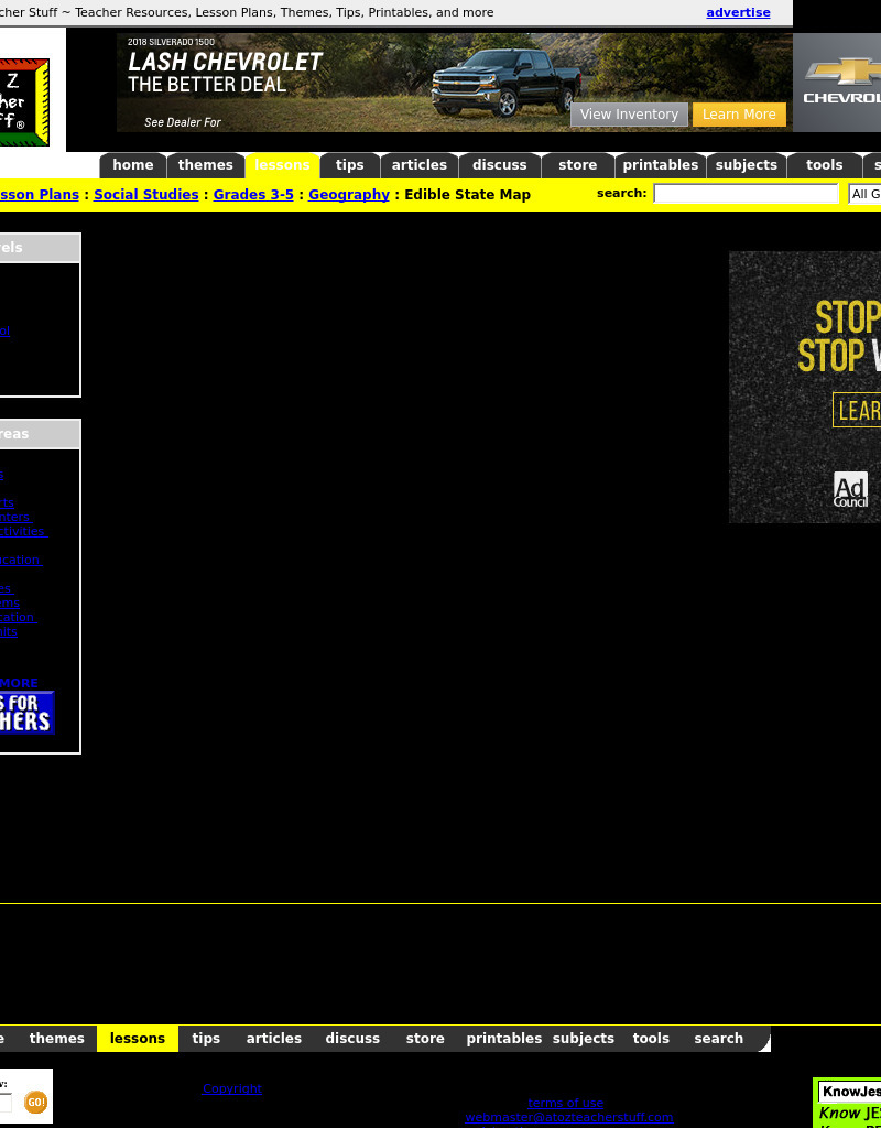 Edible State Map Lesson Plan