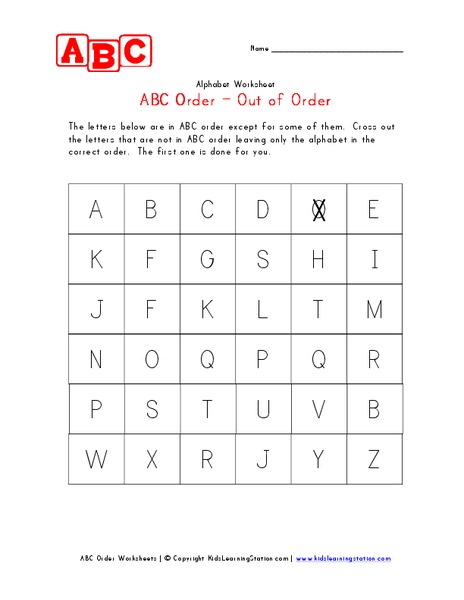 Identifying Letters in ABC Order Worksheet