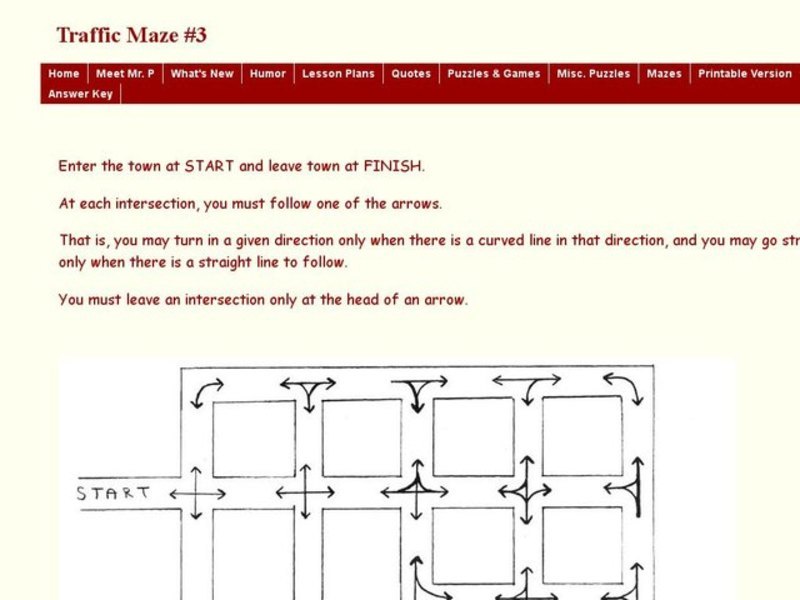 Traffic Maze Map Puzzle Worksheet