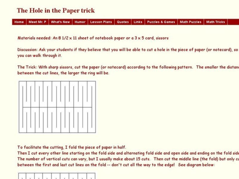 Cutting A Note Card Big Enough for Someone to Walk Through Interactive