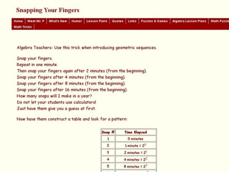 Snapping Your Fingers Worksheet