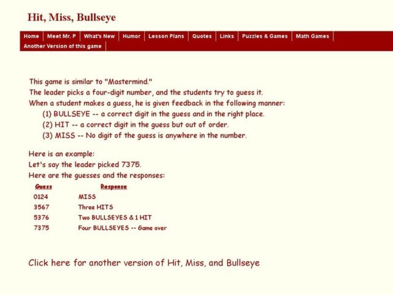 Guess the Four-Digit Integer Game Worksheet