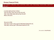 Roman Numeral Trick Worksheet