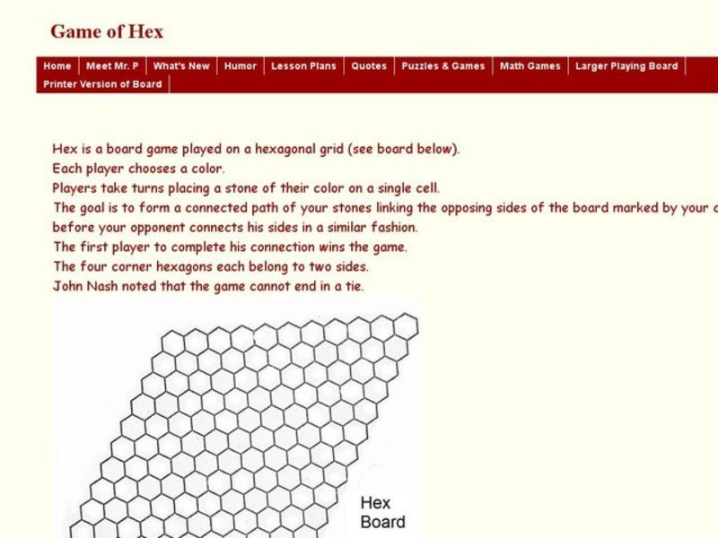 Game of Hex Worksheet
