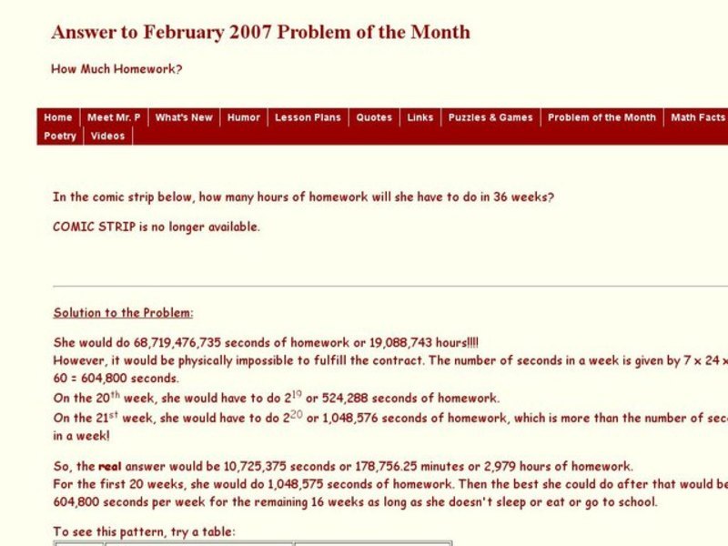 Calculating Total Amount of Homework Done Worksheet