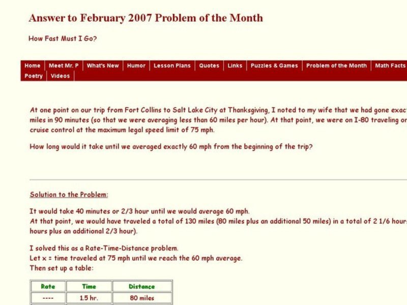 Distance and Rate Worksheet