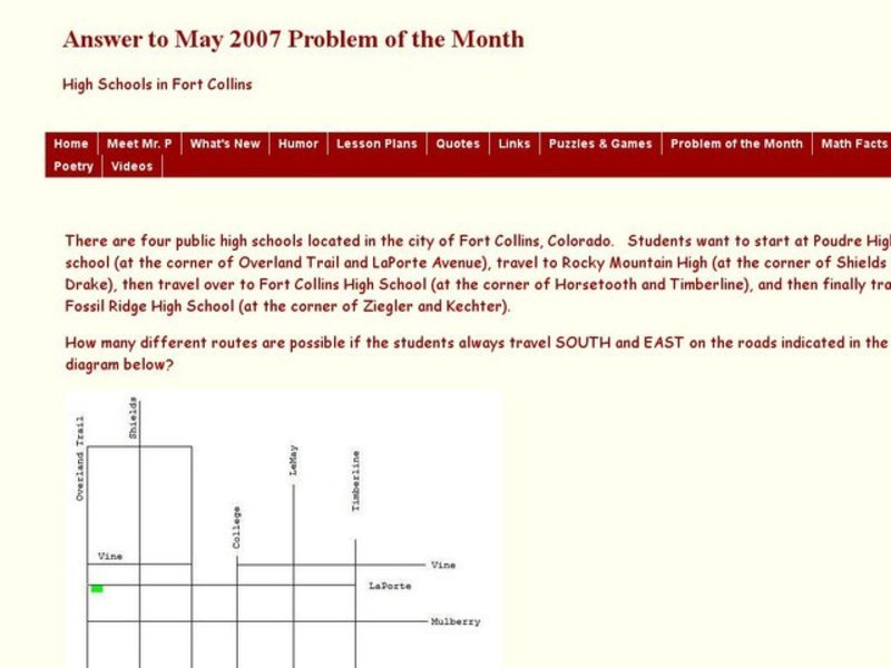 Answer to May 2007 Problem High Schools in Fort Collins Worksheet