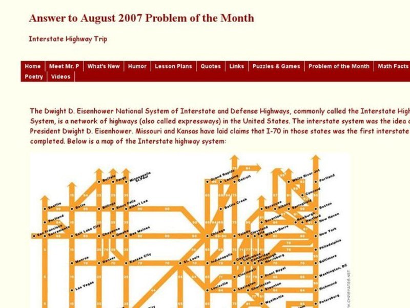 Interstate Highway Trip Worksheet