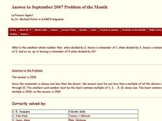 Leftovers Again? - Number Word Problems Worksheet