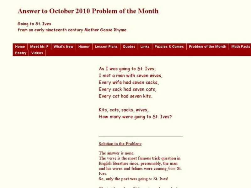 Going to St. Ives Worksheet