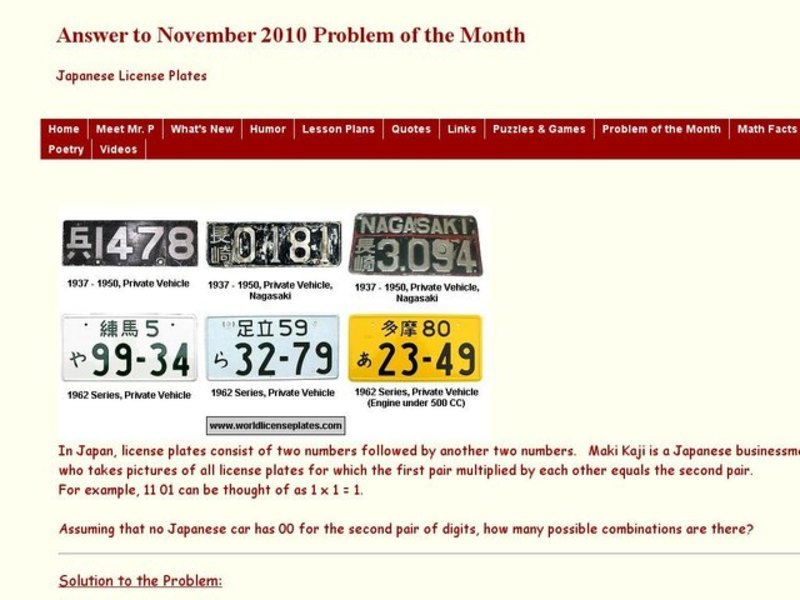 Japanese License Plates Worksheet