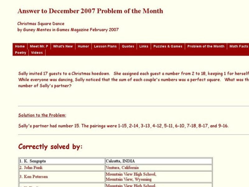 Christmas Square Dance Worksheet