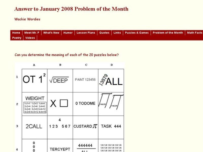 The Meaning of the Puzzles Worksheet
